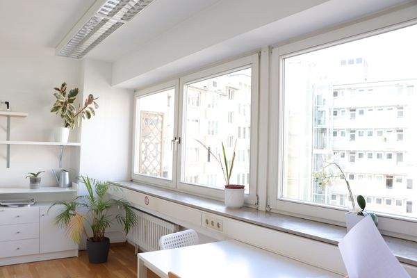 Helles Büro mit Pflanzen