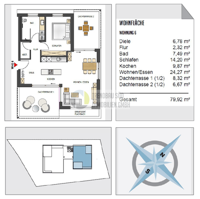 Grundriss Wohnung mit Wohnfläche