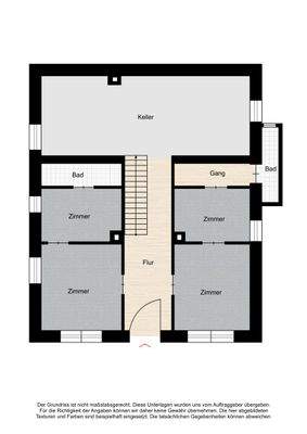 Grundriss Erdgeschoss mit 2 kleinen Appartements links und rechts