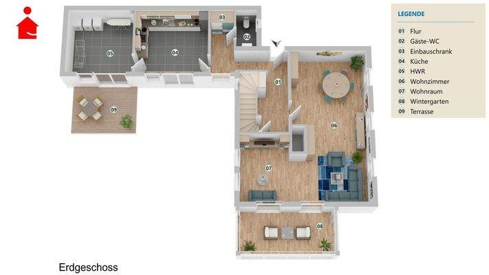 Grundrissvisualisierung_Erdgeschoss