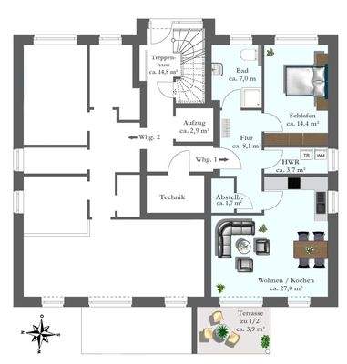 Grundriss der Wohnung