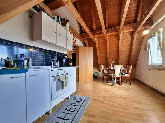 Küche des Ein-Zimmerappartement im Dachgeschoss