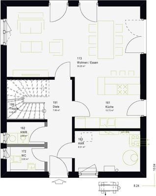 Grundriss Erdgeschoss LFS 13.01.S