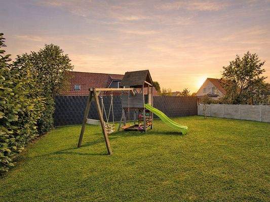 Garten // KI-Visualisierung – Darstellung in der Abendsonne