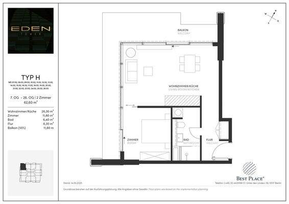 Vertriebsgrundrisse Eden Tower_Typ H