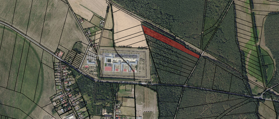 Waldfläche rot markiert