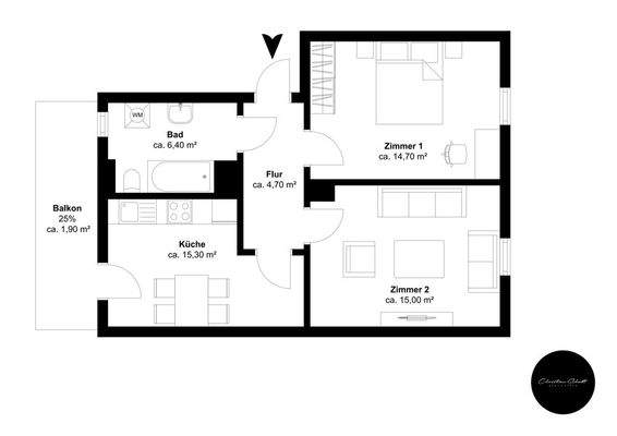 Krehestr. 27, 2. OG rechts - Etage 1, Ansicht 1, Schnitt 1, Einheit 1 - NAUNWZ