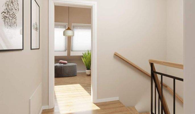 Heller und freundlicher Flur im Dachgeschoss