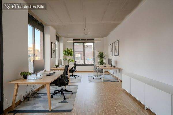 Gewerbefläche digital als Bürofläche möbliert