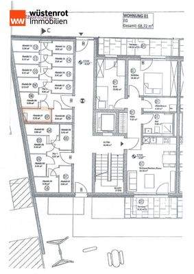 Aufteilungsplan EG mit Abstellräumen