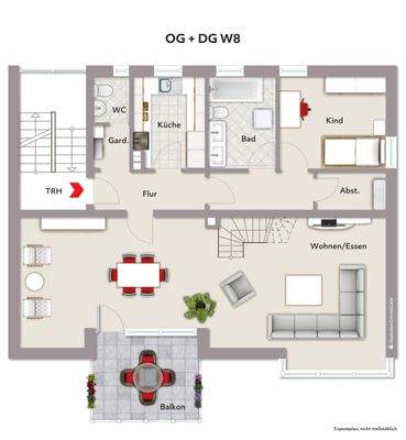 Grundriss Wohnung 8 mit Zugang zum Dachspitz