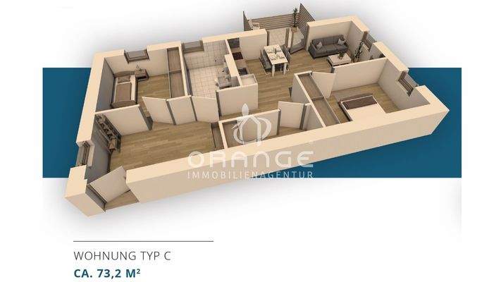 Grundriss 3D Wohnung Typ C