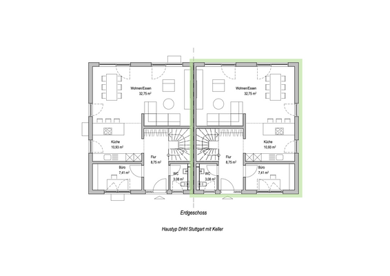 Erdgeschoss DH Stuttgart_DHH rechts