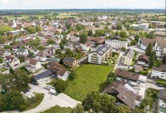 Visualisierung des Neubauprojekts im Luftbild