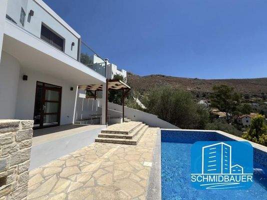 Kreta, Listaros: Modern gebaute Villa mit herrlichem Meerblick