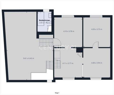 Grundriss OG - Badezimmer gehört zur EG - Wohnung