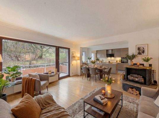 Wohn- und Essbereich 3D Staging - KI generiert