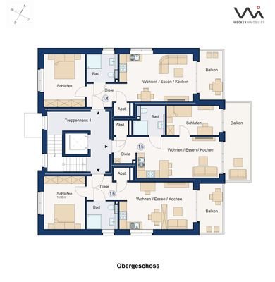 Geschossplan Wohnung 1.4 I 1.5 I 1.6