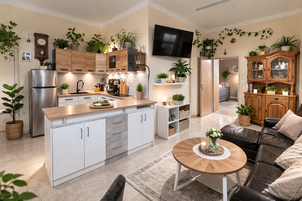 Wohnzimmer und Küche