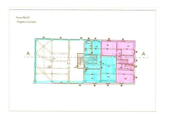 Grundriss OG (piano PRIMO); blau = Reiterhof (rot kann gegen Aufpreis miterworben werden)
