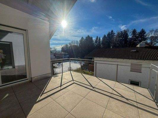 Blick von der Dachterrasse ins Grüne