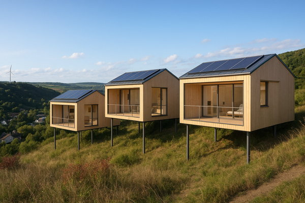 Visualisierung: So könnten moderne, nachhaltige Minihäuser mit ca. 55 m² aussehen