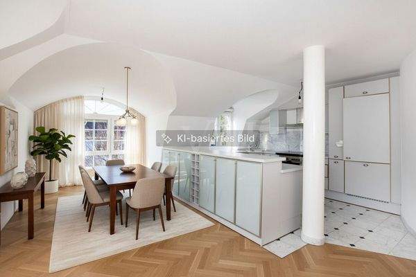 Essbereich mit offener Küche (KI basiert)