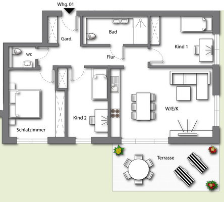 Grundriss Wohnung Nr. 1