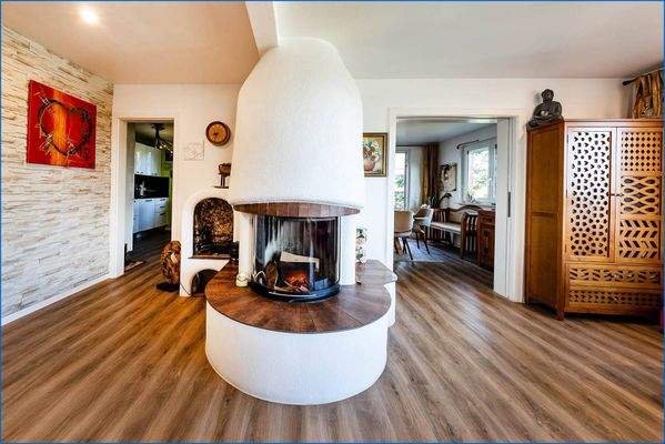 Kamin Blick Esszimmer