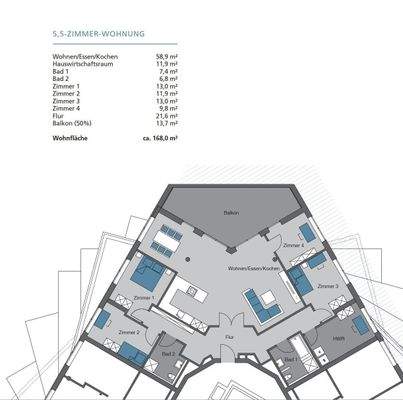 Grundrissbeispiel 5,5 Zimmer