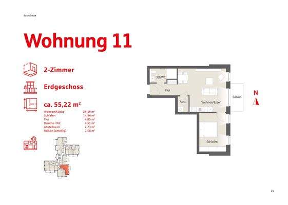 Grundriss Wohnung 11 Erdgeschoss