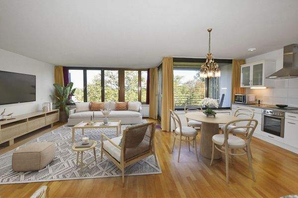 Der Wohnbereich mit offener Küche