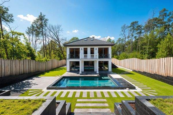 Ansicht Haus (hinten, Visualisierung Sommer)