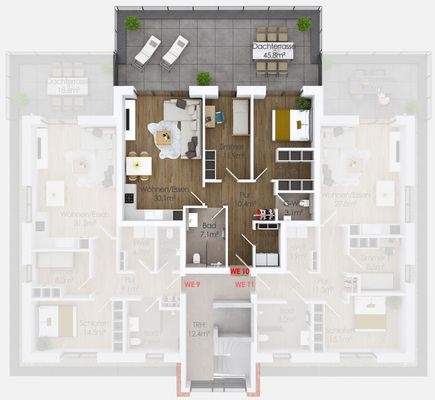 Grundriss Staffelgeschoss Wohnung 10