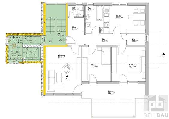 Grundrissplan 1. Obergeschoss