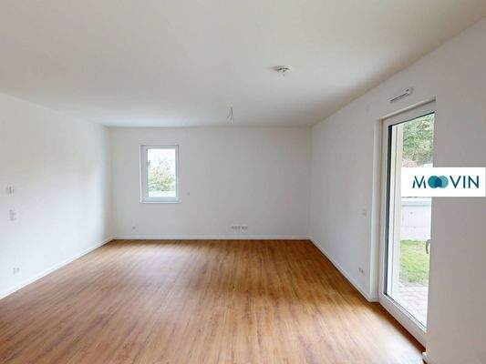 Ansicht I: Wohn- und Esszimmer mit offenem Küchenbereich