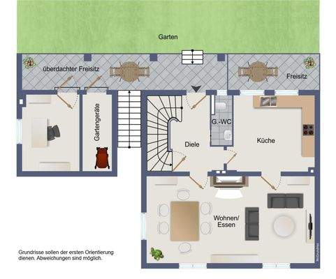 Grundriss EG, Hauptwohnung