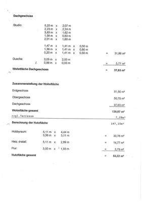 Wohnfläche DG und Nutzfläche 