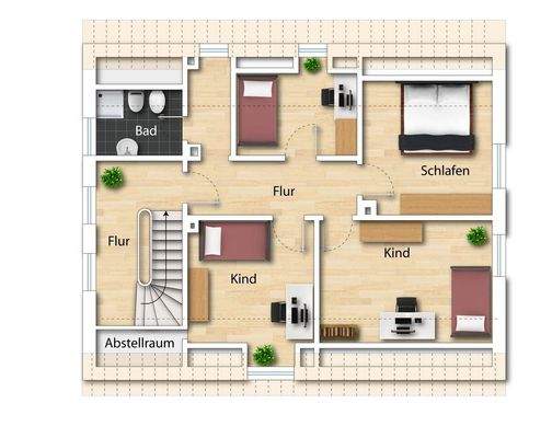 Grundriss DG (nicht maßstabsgetreu - kann vom Original abweichen)