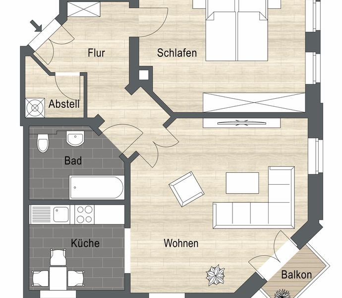 2 Zimmer Wohnung in Leipzig (Lößnig)