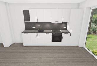 Moderne Küche mit Gartenblick