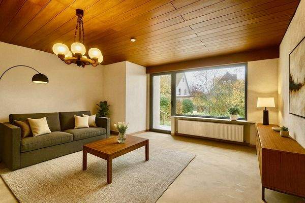 Visualisierung des Wohnzimmers im Erdgeschoss