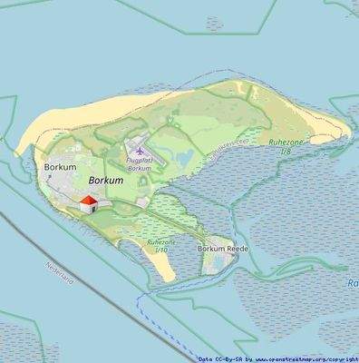 Lage auf der südwestlichen Inselseite