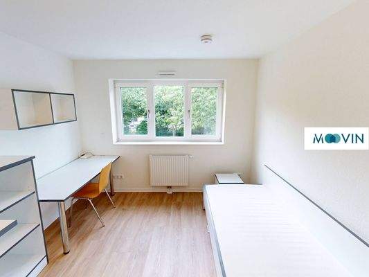 Ansicht I: Wohn- und Schlafzimmer mit offenem Küchenbereich