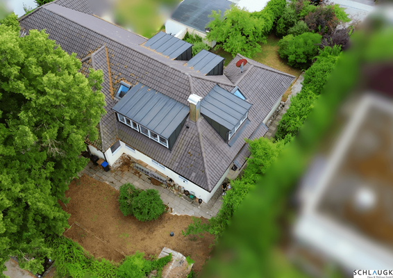 Drohnenansicht hinterer Garten