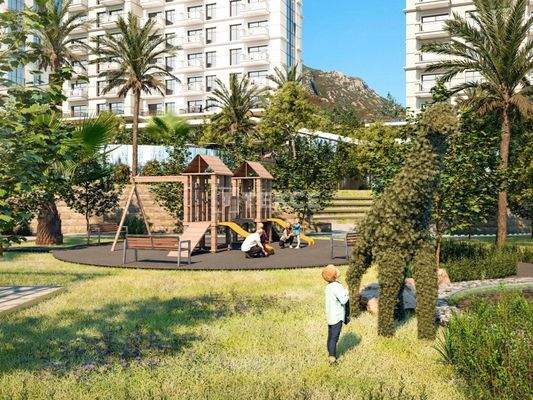 Castle View Apartments in a Four-Block Complex in Alanya Mahmutlar