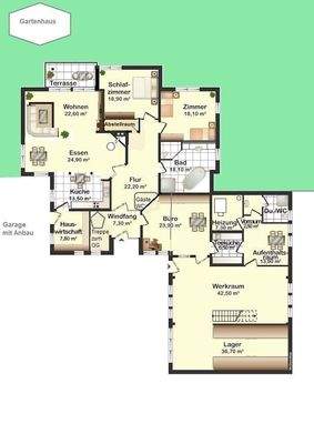 Grundriss EG Wohnhaus + Betriebsgebäude