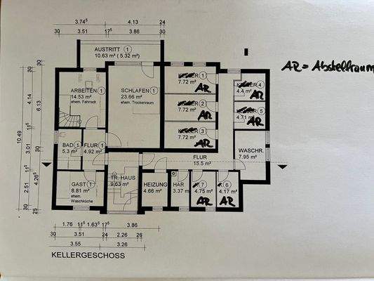 Untergeschoss Whg. 1 u. Keller