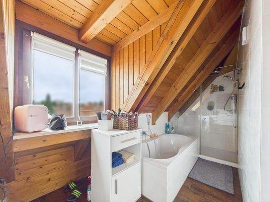 Tageslichtbad mit Wanne und Dusche