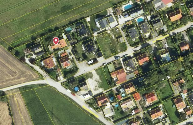 Luftbild mit Grundriß